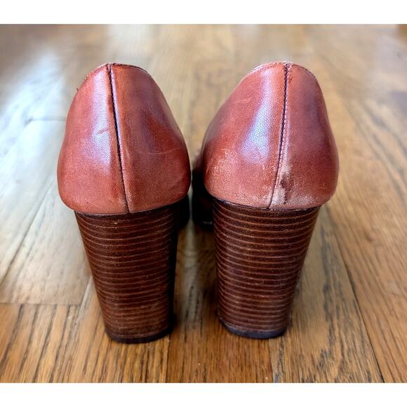 Seychelles Memory Lane Leather Vintage Style Peep Toe Flower Block Heel Size 9 - Picture 9 of 10